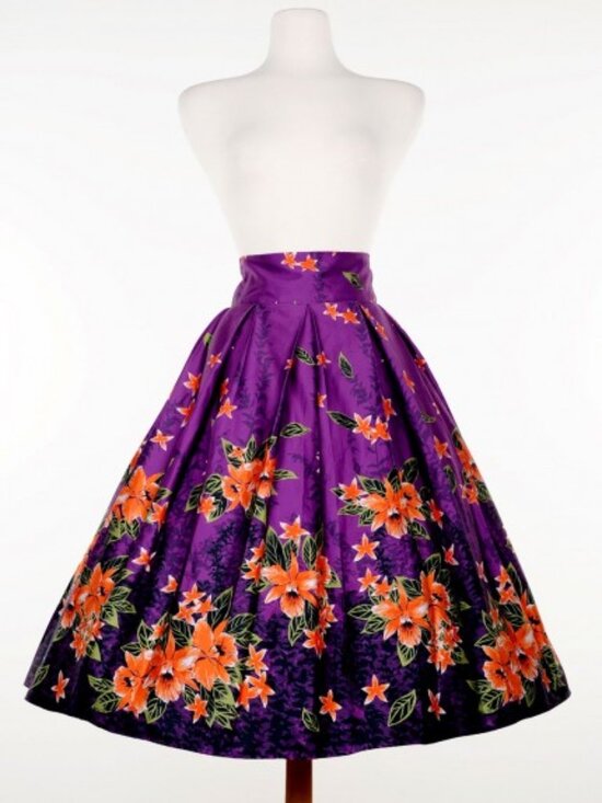 Deadly Dames Dresses & Skirts - Kinky Box Skirt in Purple Hawaiian Print Deadly Dames XL